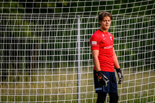 Goalkeeper Rasmus Sandberg of the Norwegian Under-21