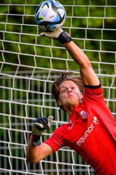 Goalkeeper Rasmus Sandberg of the Norwegian Under-21