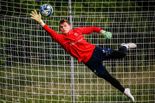 Goalkeeper Mads Hedenstad Christiansen of the Norwegian