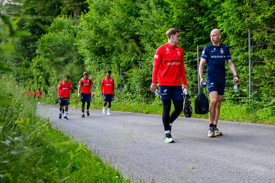 Goalkeeper Mads Hedenstad Christiansen and goalkeeper coach