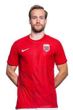 Bård Finne of the Norwegian national football team poses