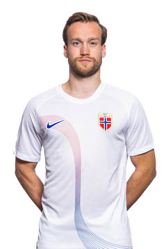 Bård Finne of the Norwegian national football team poses