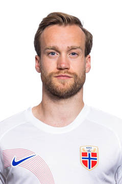 Bård Finne of the Norwegian national football team poses