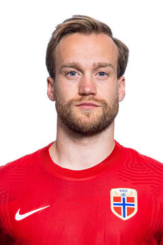 Bård Finne of the Norwegian national football team poses
