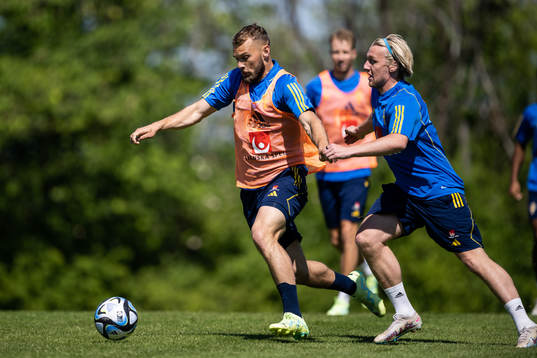 Jesper Karlström and Emil Forsberg of the Swedish national