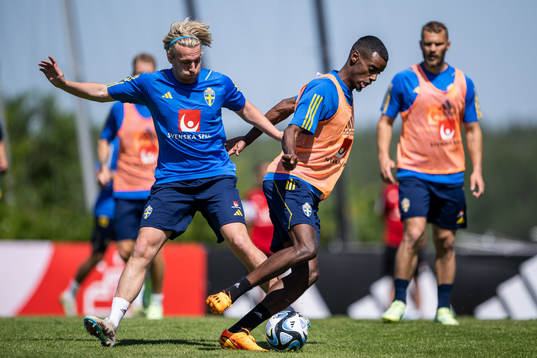 Emil Forsberg and Alexander Isak of the Swedish national