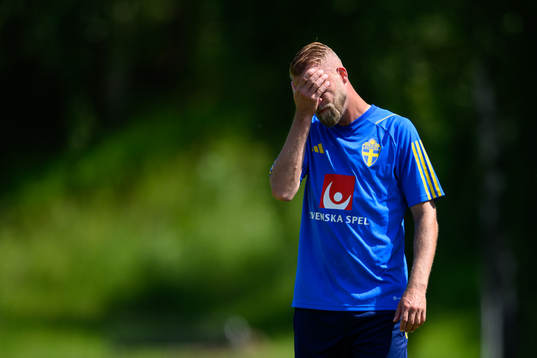 Daniel Sundgren looks dejected of the Swedish national