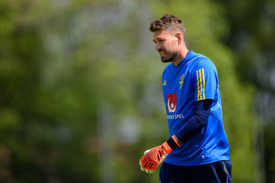 Goalkeeper Kristoffer Nordfeldt of the Swedish national