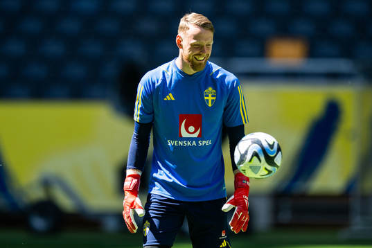 Goalkeeper Viktor Johansson of the Swedish national