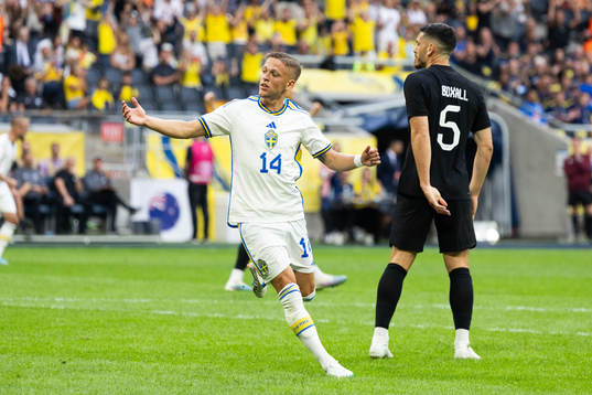 Jesper Karlsson of Sweden celebrates