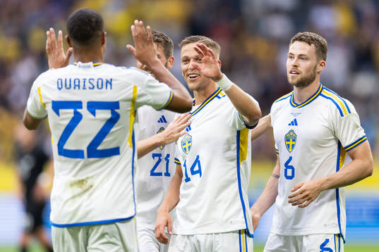 Jesper Karlsson of Sweden celebrates