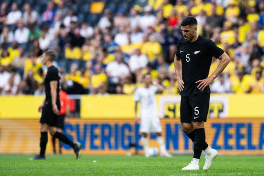 Michael Boxall of New Zealand looks dejected
