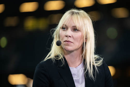 Johanna Frisk in the Viaplay studio