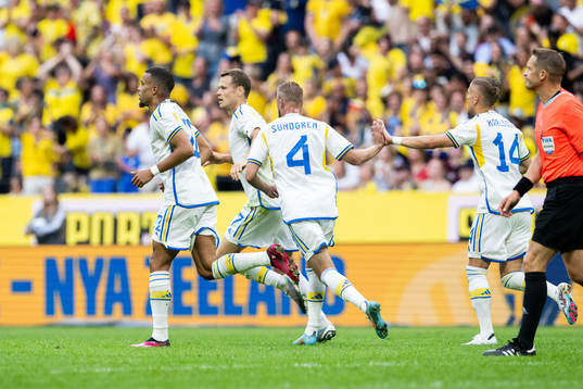 Robin Quaison, Viktor Claesson, Daniel Sundgren and Jesper