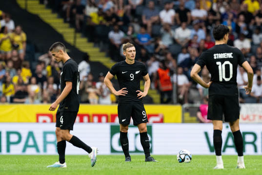 Nando Pijnaker, Ben Waine and Marko Stamenic look dejected