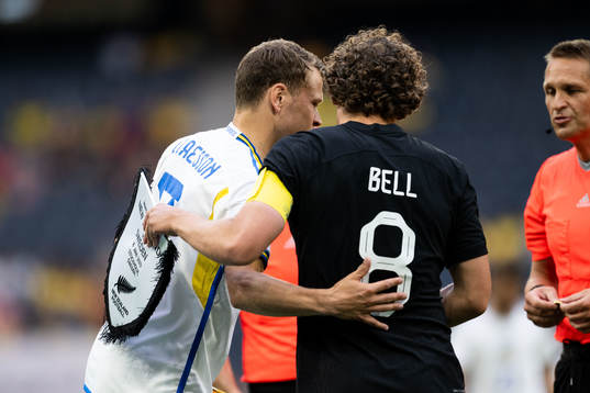 Viktor Claesson of Sweden and Joe Bell of New Zealand
