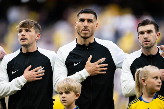 Callum Mccowatt, Michael Boxall and Tim Payne of New Zealand