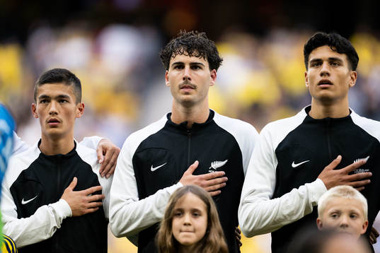 Elijah Just, Matt Garbett and Marko Stamenic of New Zealand