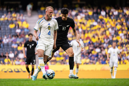 Daniel Sundgren of Sweden and Marko Stamenic of New Zealand