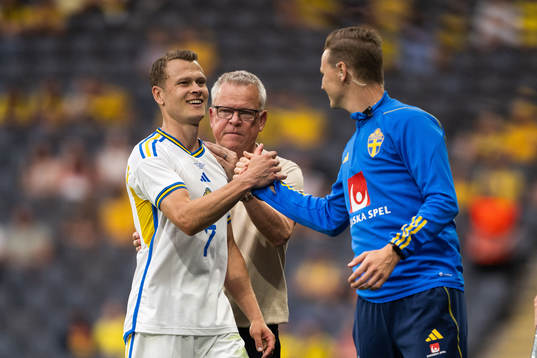 Viktor Claesson, Head coach Janne Andersson and Goalkeeper