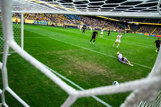 Goalkeeper Oli Sail of New Zealand lets in the 1-1 goal by