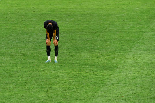 Dion Charles of Northern Ireland looks dejected