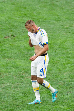 Daniel Sundgren of Sweden looks dejected