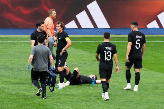 Callum Mccowatt of New Zealand in pain