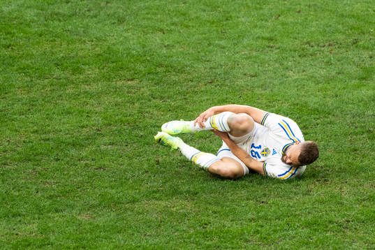 Jesper Karlström of Sweden in pain