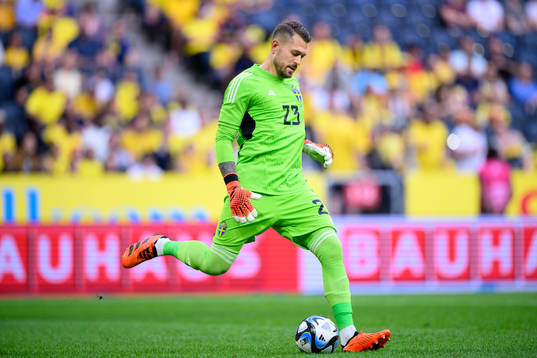 Goalkeeper Kristoffer Nordfeldt of Sweden