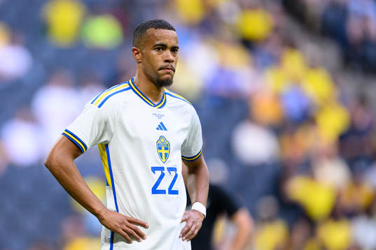 Robin Quaison of Sweden looks dejected