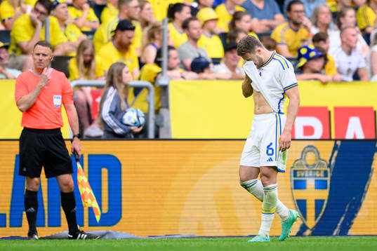 Gabriel Gudmundsson of Sweden looks dejected