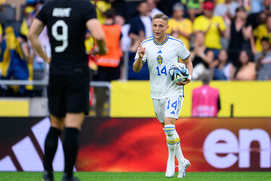 Jesper Karlsson of Sweden celebrates