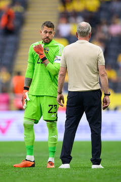 Goalkeeper Kristoffer Nordfeldt of Sweden