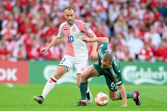 Christian Eriksen of Denmark and George Saville of Northern