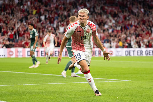 Jonas Wind of Denmark celebrates
