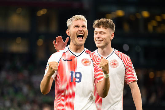 Jonas Wind of Denmark celebrates