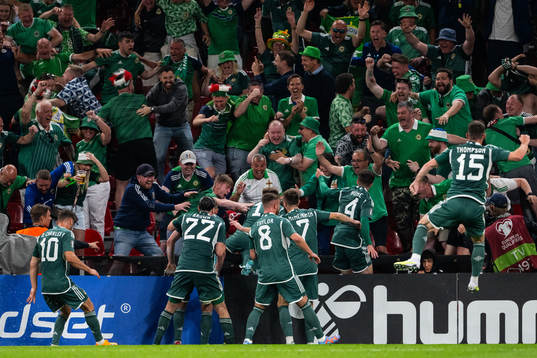 Players of Northern Ireland celebrate