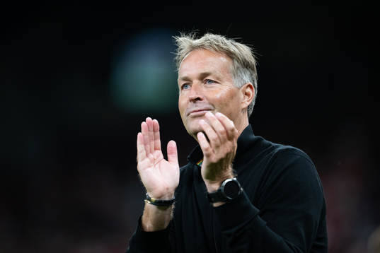 Head coach Kasper Hjulmand of Denmark celebrates