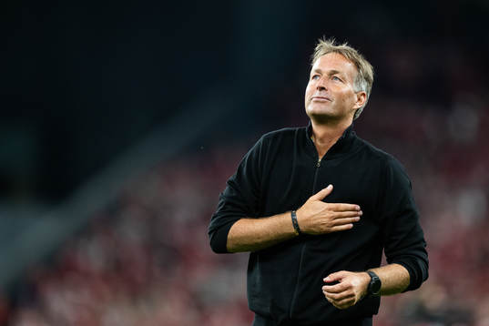 Head coach Kasper Hjulmand of Denmark celebrates