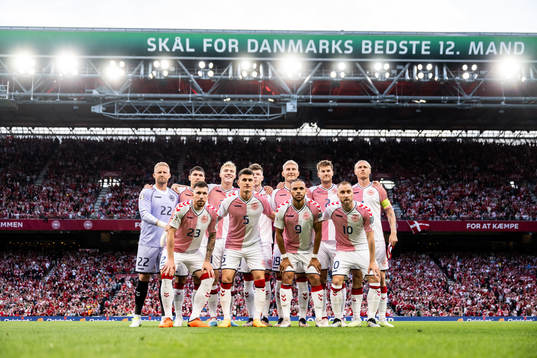 The staring eleven of Denmark pose for a photo