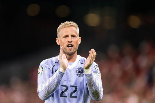 Goalkeeper Kasper Schmeichel of Denmark celebrates