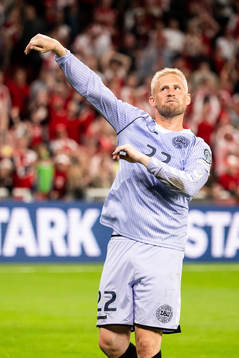 Goalkeeper Kasper Schmeichel of Denmark celebrates
