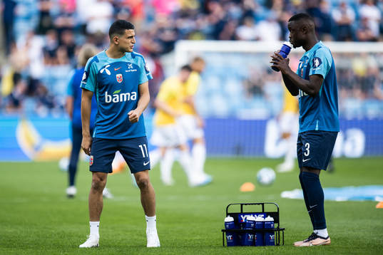 Mohamed Elyounoussi and Brice Wembangomo of Norway