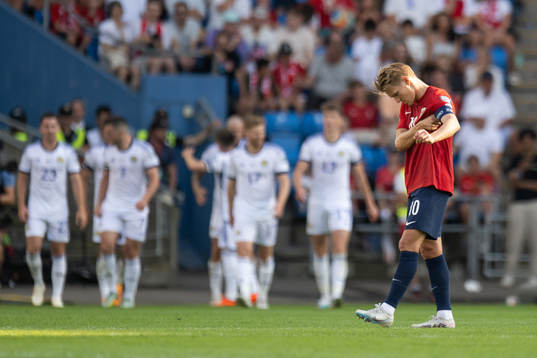 Martin Ødegaard of Norway looks dejected