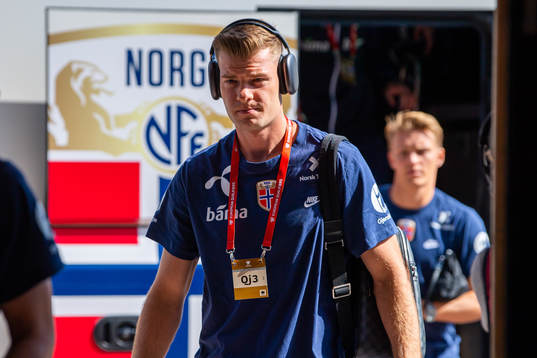 Alexander Sørloth of Norway arrives