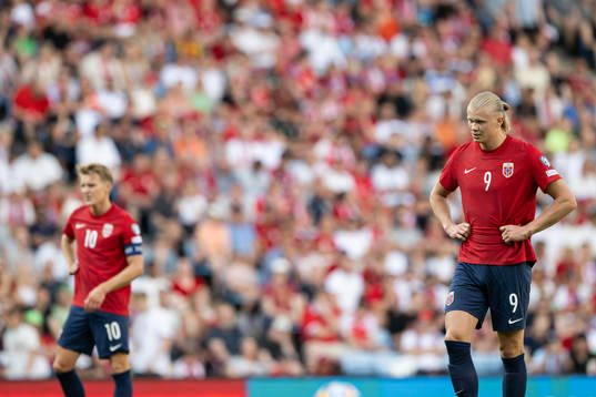 Martin Ødegaard and Erling Braut Haaland of Norway