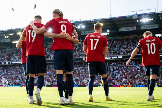 Alexander Sørloth and Erling Braut Haaland of Norway