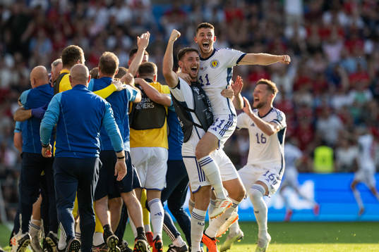 Ryan Christie of Scotland celebrates