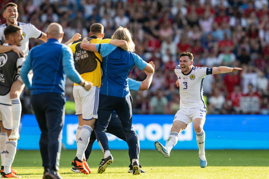 Andrew Robertson of Scotland celebrates